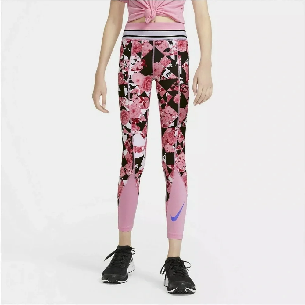 The Nike One Tight Fit Girls Floral Leggings NWT